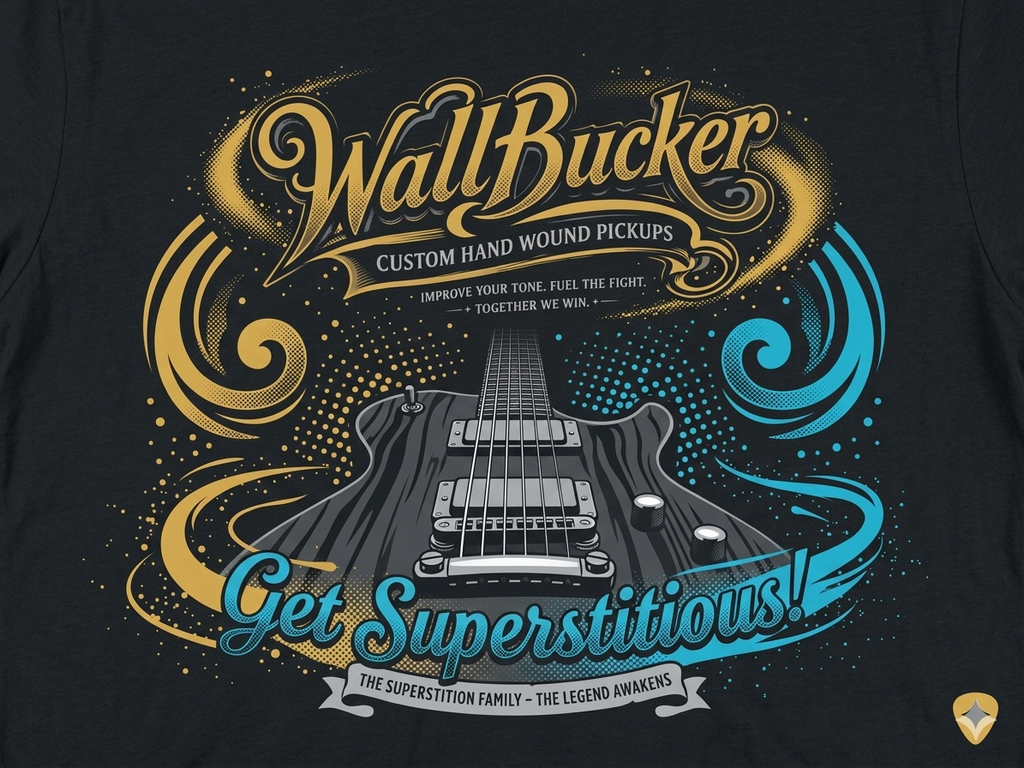 3/4 sleeve "WallBucker Get Superstitious" shirt